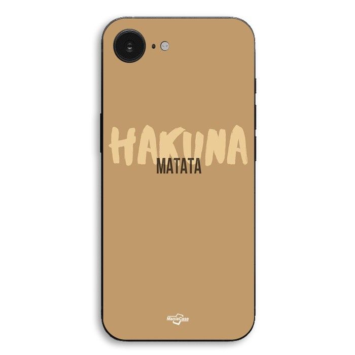 Coque de téléphone - MANIACASE - iPhone 16E - Silicone TPU - Noir - Hakuna Matata, Roi Lion nero
