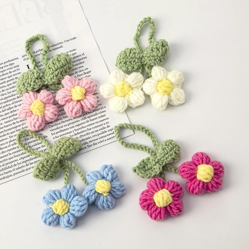 Colorful Crochet Flowers Handmade Knitted Lily Of The Valley Keychain Hand-woven Convallaria Majalis Flower Bag Pendent Key Ring