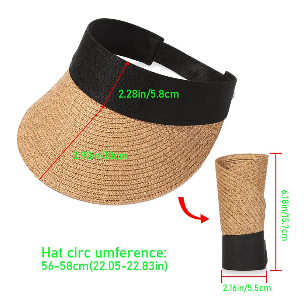 Wide Brim Straw Cap Women Portable Beach Sun Hat Roll-up Summer Casual Outdoor Sunscreen Visors Hat 2021 New