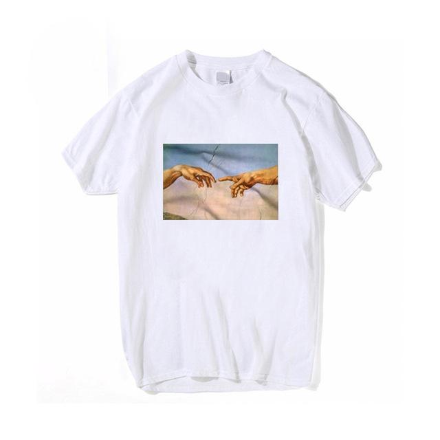 2023 New Women T Shirts Michelangelo Print Short Sleeve Harajuku Round Neck Casual Soft Anime Graphic Female Oversized Clothing