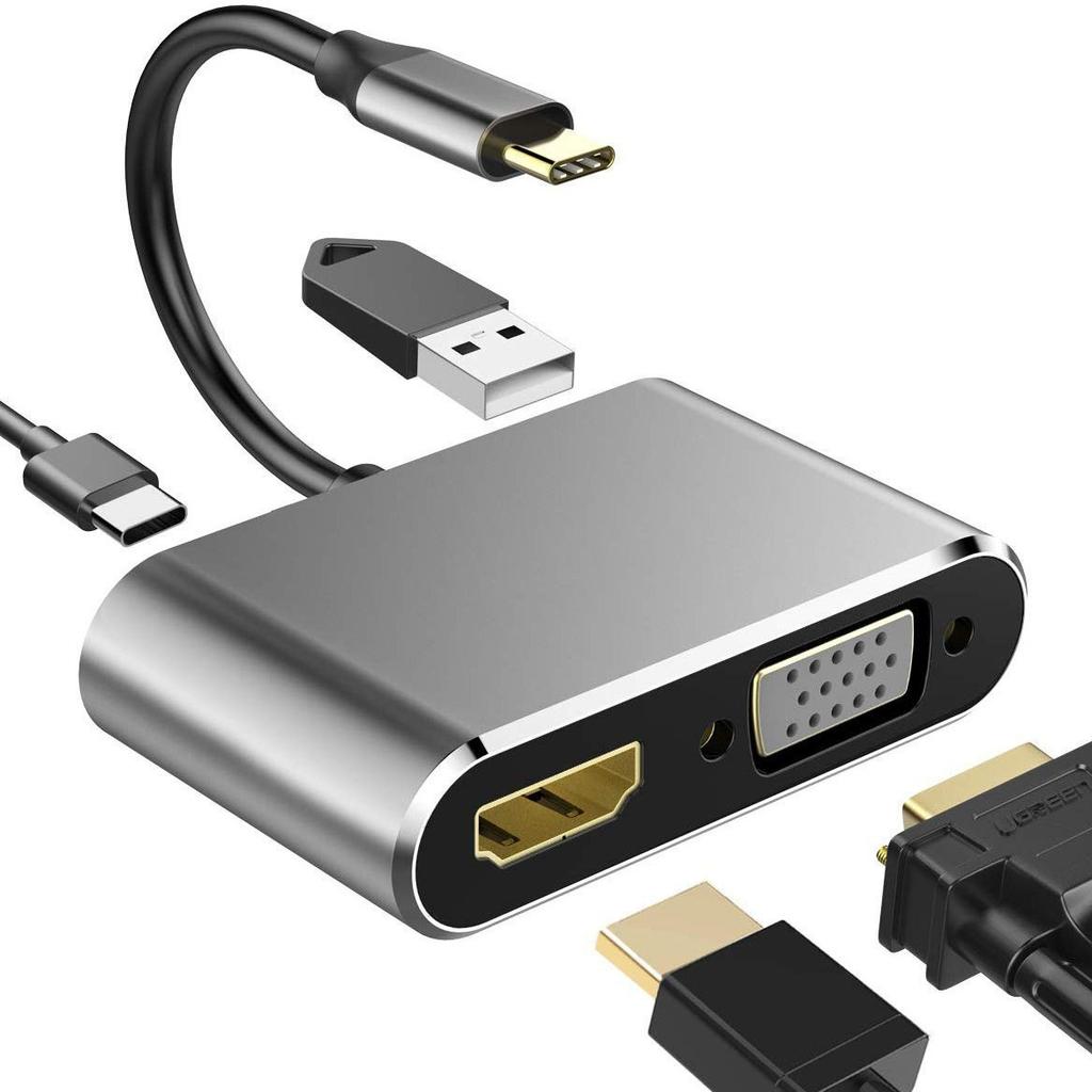 Docking Station Laptop Monitor 4K High-Definition Adapter Gold Plated Type-C Hub PD/USB/HD/VGA Four-in-One PVC Manufacture