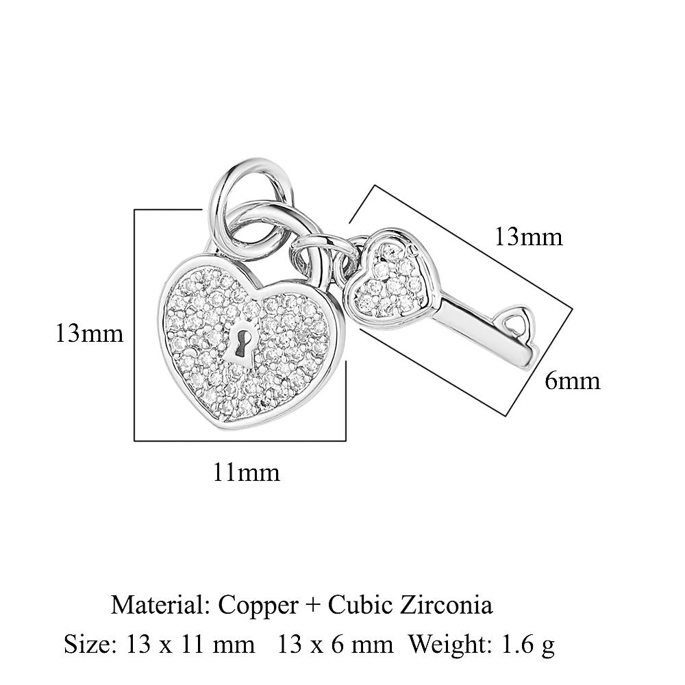 

5pcs/Lot Star Heart Key Copper Cubic Zircon Charms Clover Lightning Horseshoe Racket Moon Bracelet Earring Necklace Pendant