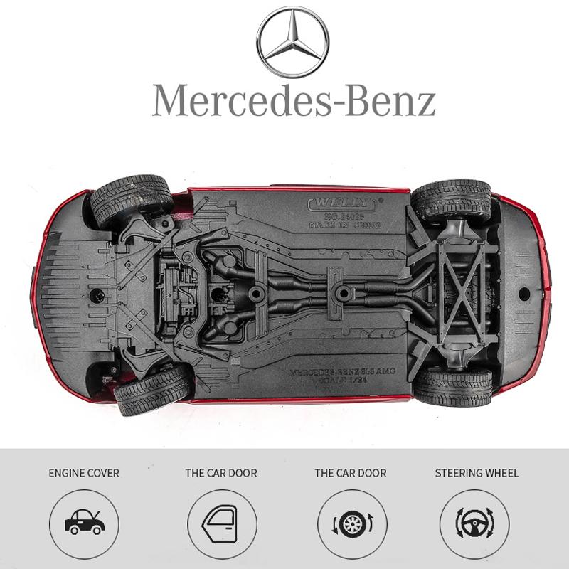 1/24 WELLY Mercedes Benz SLS AMG Sports Car Alloy Model Toy Diecast Model Simulation Car Decoration Boy Collection Gift