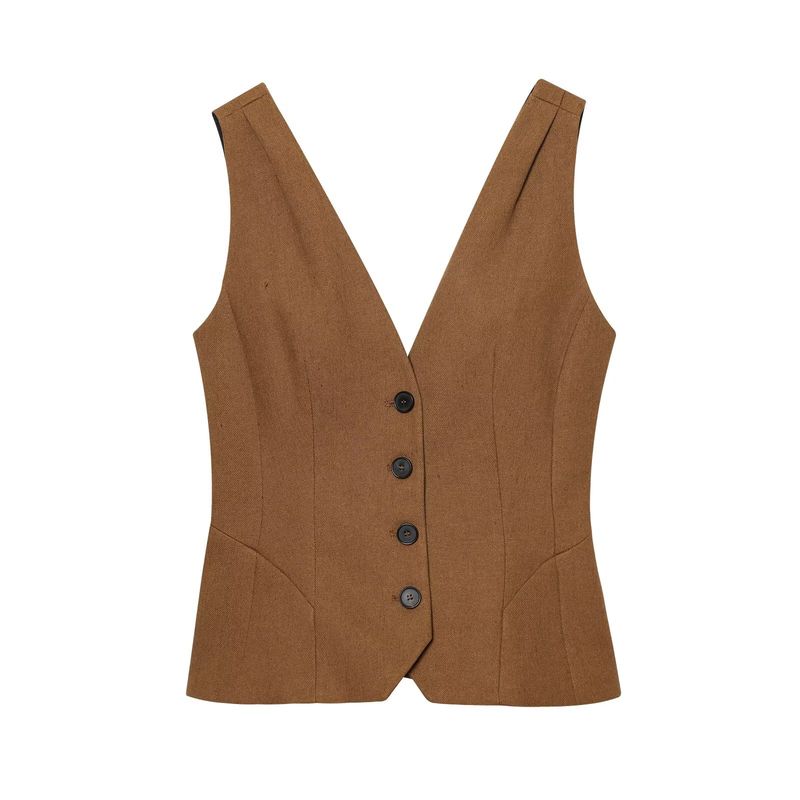 Kaslead New Women Clothes Western Style Minimalist V-neck Vest Vest Trousers 3503586 2734586