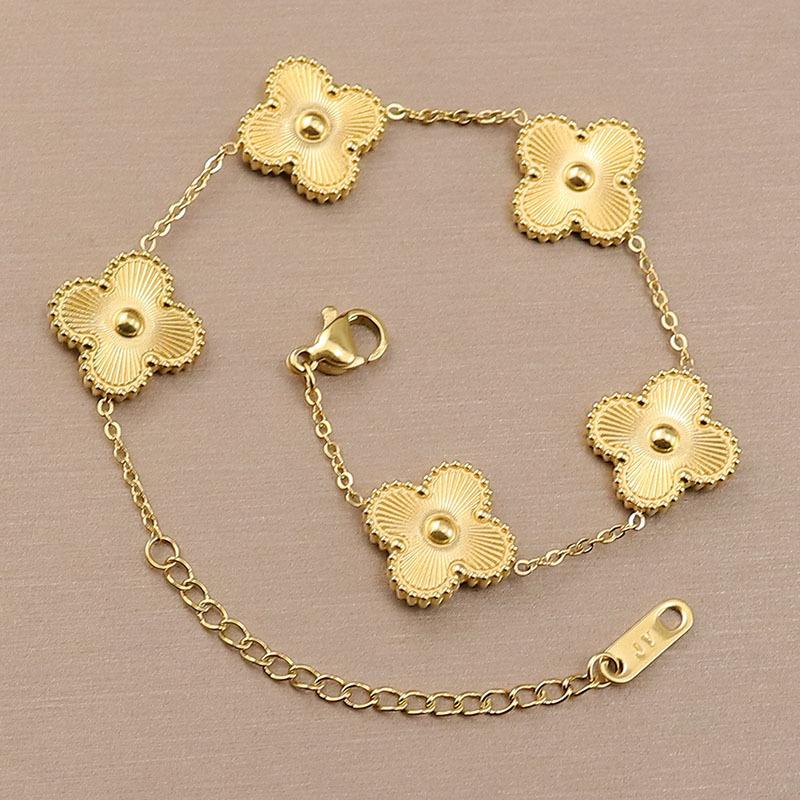 Mode Titan Stahl Armband Glück Fünf-Leaf Clover Armband Armband Edelstahl