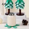 Decorative Wooden Tray for Holiday Table Tree-Shaped Trivets with Storage Stand, Collapsible Heat Resistant Natural Wood Insulation Pad Dishes