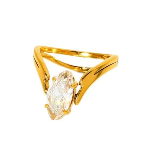 ins light luxury high-grade stainless steel horse eye zircon ring electroplated 18K gold versatile ring waterproof jewelry women