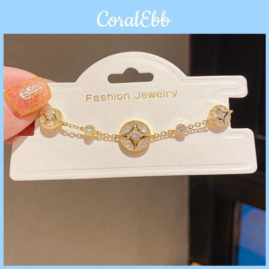 Copper Zircon Round Hand Chain For Women Light Luxury Style Perfect For Daily Wear