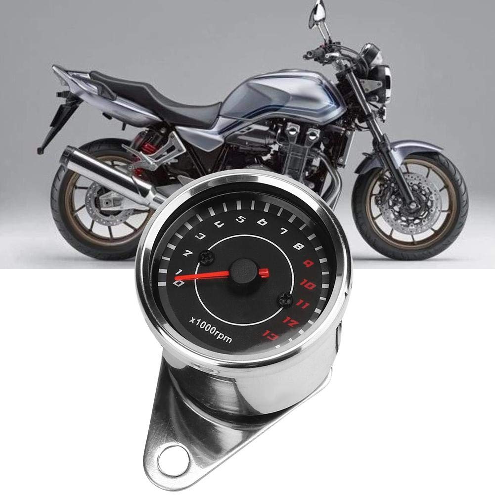 DC 12V Universal Motorcycle Tachometer Electronic Tach Meter Speedometer Gauge LED Backlight 13000 RPM Fit Single Cylinder Motor