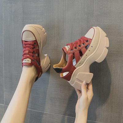 Women's 2024 Summer Breathable Leather Platform Sandals with Inner Height Boost