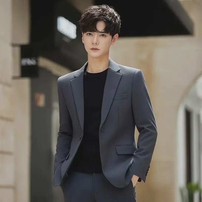 Men's Korean Slim Fit Casual Suit Jacket - Stylish Spring/Autumn Business Coat