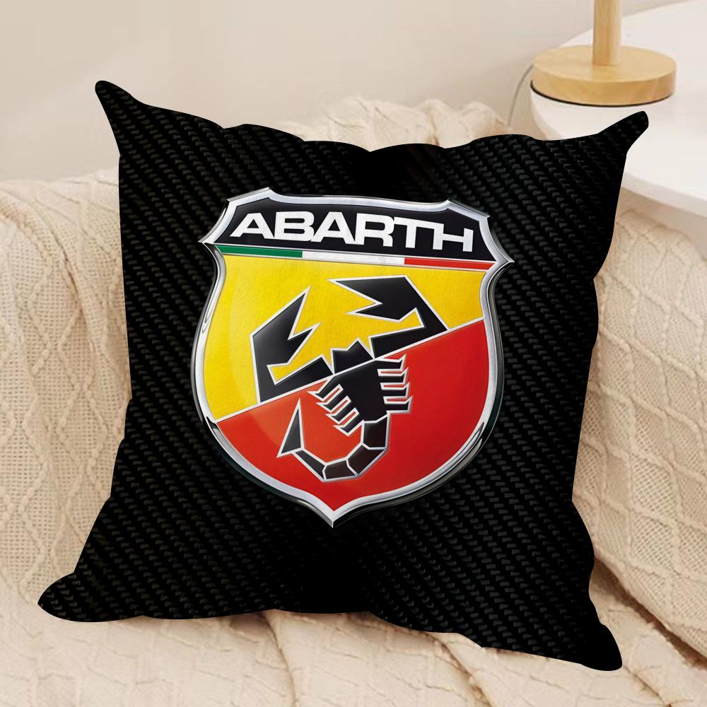 AAbarth Scorpion Logo Cushion Cover Silky Short Plush Invisible Zipper Dustproof Sofa Pillow Case For Home Decor