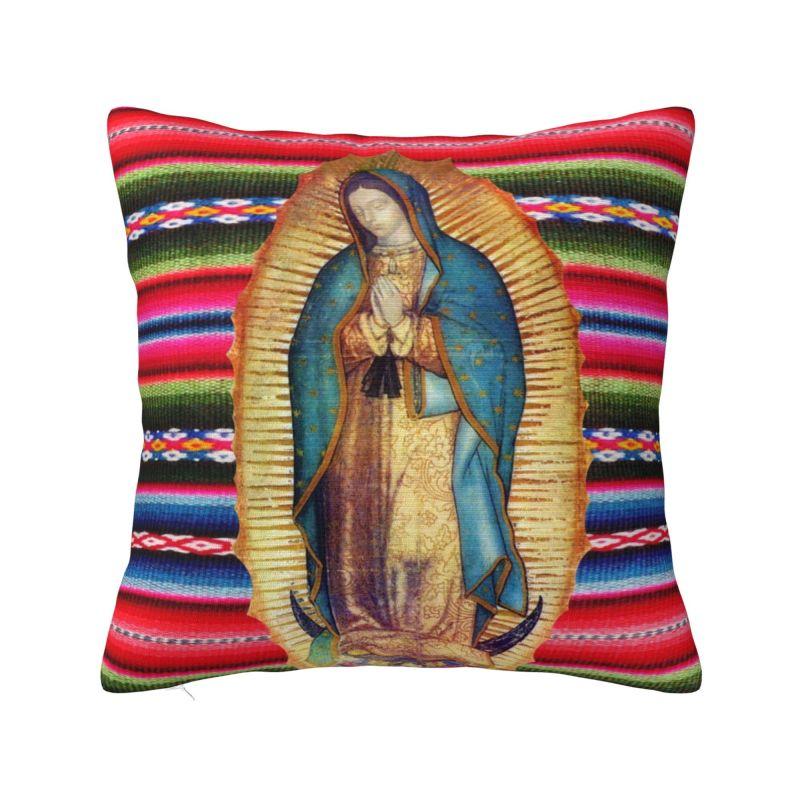 Our Lady Of Virgin Mary Mexico Pillow Covers Living Room Christian Jesus Saint Catholic Luxury Cushion Cover Velvet Pillowcase