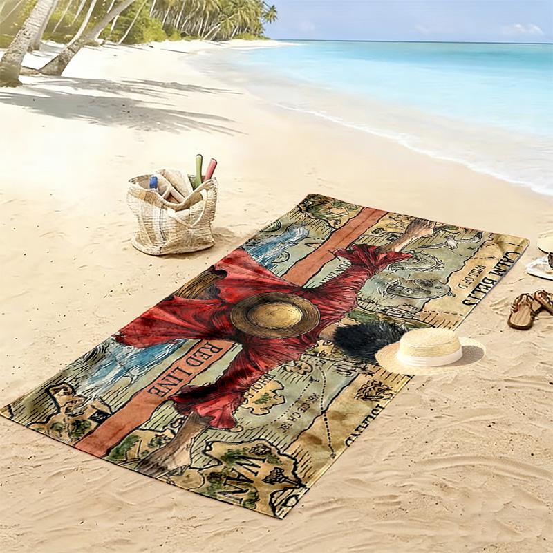 One Piece Print Beach Towel, Large Soft Quick Dry Towel for Beach Camping Swimming