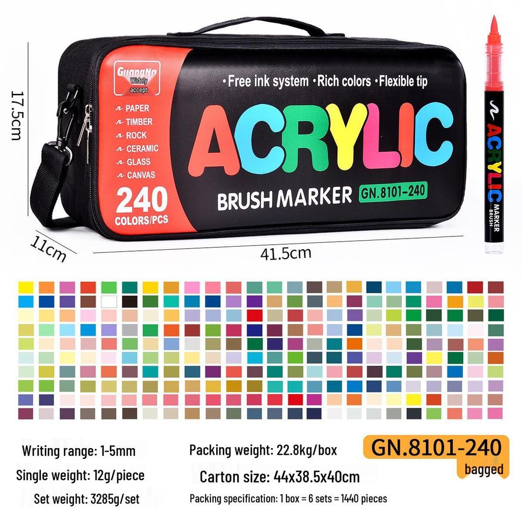 Guangna 8101 Stackable Soft Tip Acrylic Marker Set - 408 Colors for Art & DIY Graffiti