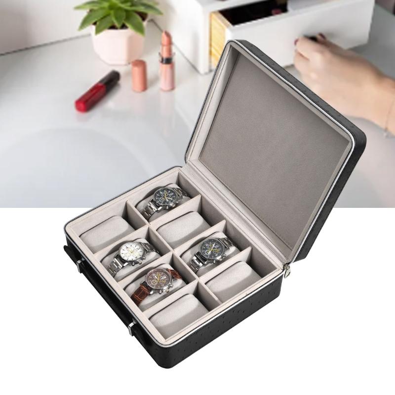 Watch Box Organizer 2/8/12 Slot Watch Case for Men Women Luxury Watch Display Showcase Leather Jewelry Storage Holder