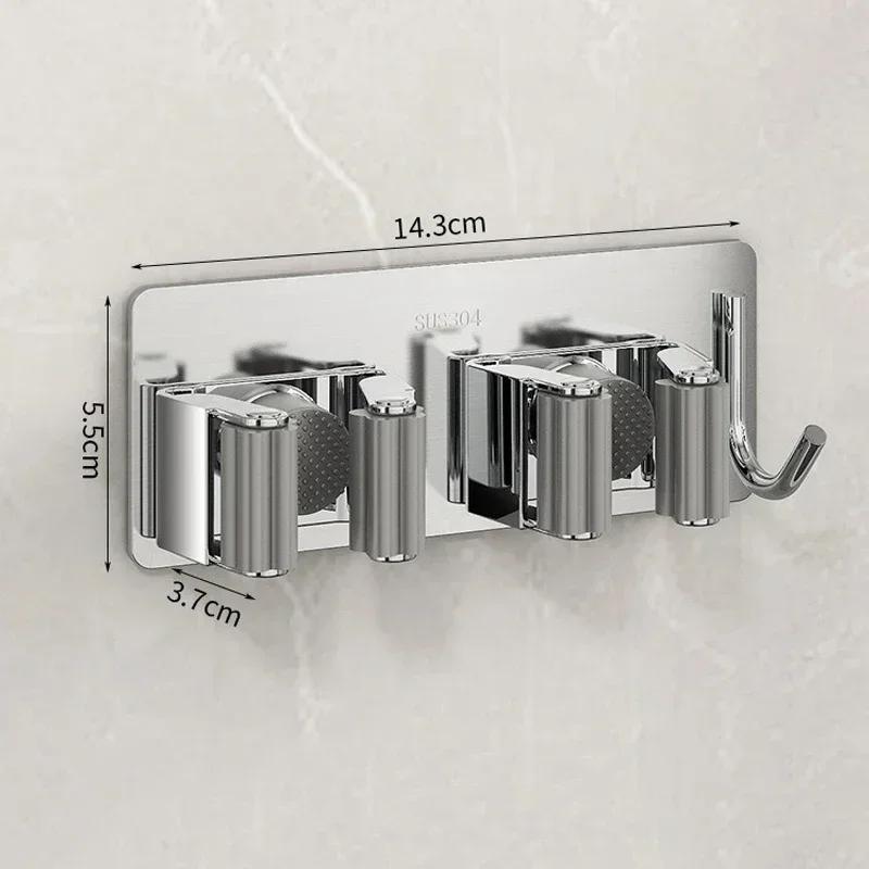 An Der Wand Montierte Mop-Organizer-Clips, Selbstklebend, Für Badezimmer, Mopp, Besenaufhänger, Halter, Rack-Haken, Mopp-Clip-Klemme Aus Edelstahl 304