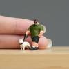 1/64 Scale Resin Model Depicting A Man Strolling With His Pet Dog Miniature Figure For Craft Projects And Toy Displays