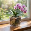 Square Orchid Plant Grow Pot with Trays Breathable Seedling Cups  Indoor Orchid Growing
