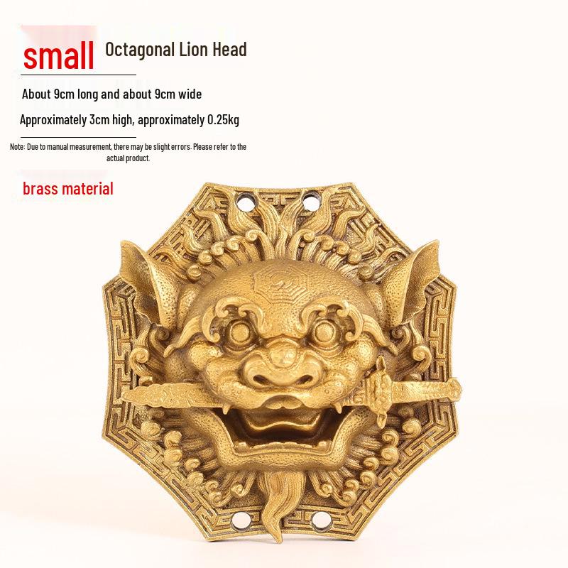 Brass Bagua Mirror Pendant with Lion Sword, Tiger Head, and Ya Zi Door Guardian Ornament.