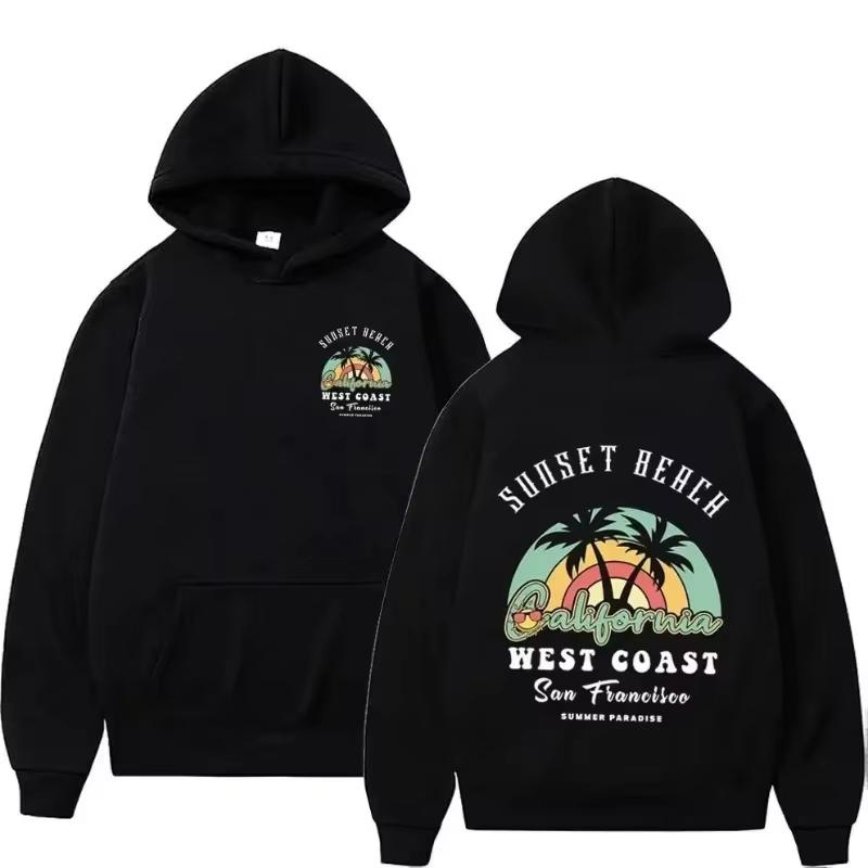 West Coast Iron Cross Choppers Logo Hooded Men's Black Fashion Cool Sweatshirt Unisex Fashion Fleece Oversized Hoodie Streetwear