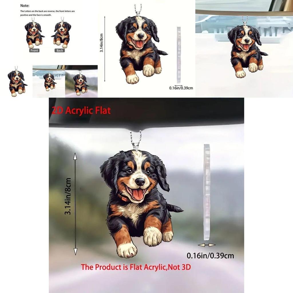 Playful Cartoon Black Dog Acrylic Car Charm For Whimsical Auto Interior Style
