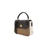 COACH handbag Marlie 24 Color-blocked Knob Flap Presbyopia Canvas with Leather Small Square Bag Cambridge Bag Hand Crossbody Bag Medium Women's Black