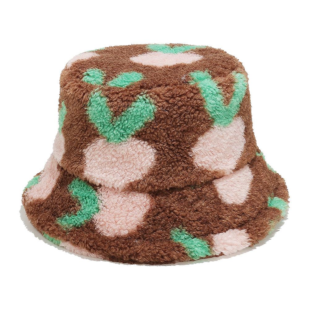 Unisex Bucket Hat Striped Women Men Fishing Fisherman Hat Autumn Winter Faux Fur Wool Outdoor Warm Panama Cap