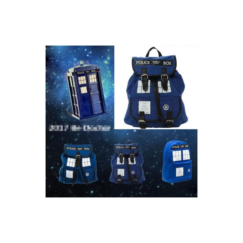 Doctor Who Tardis Canvas Backpack Stylish Shoulder Bag Large Capacity Slouch Purse