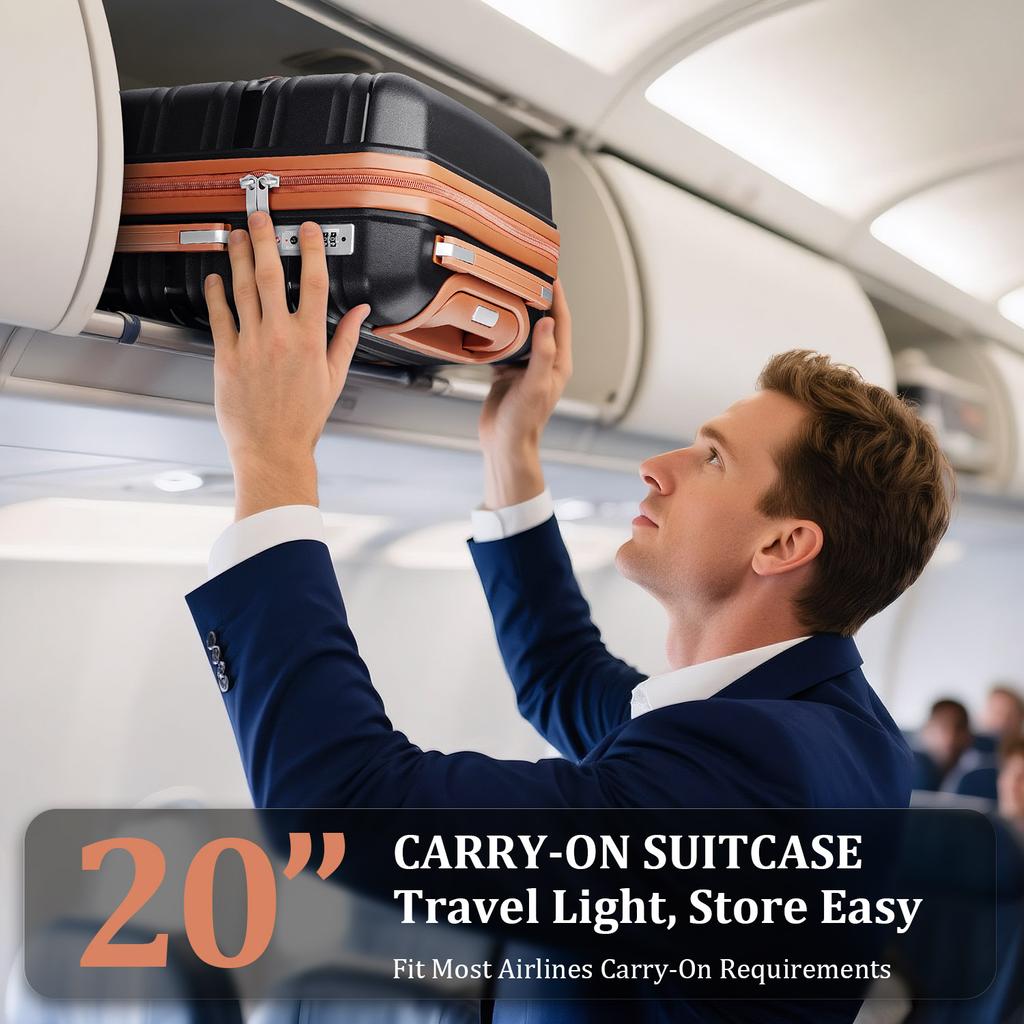 4-Piece Hardshell Luggage Set PP, Suitcase (20/24/28 Inch), 14" Cosmetic Case, Removable Wheels, Space-Saving, Lightweight & Robust Combination Lock