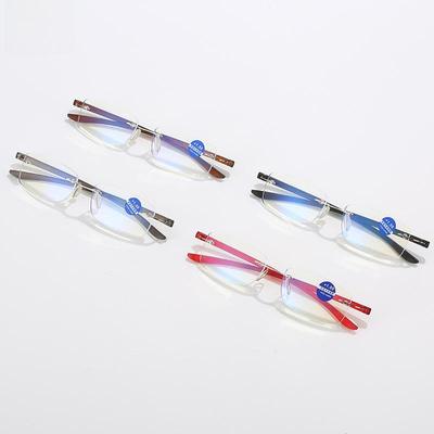 Ultra-light Frameless Metal Anti-Blue Light Reading Glasses with Plus Film