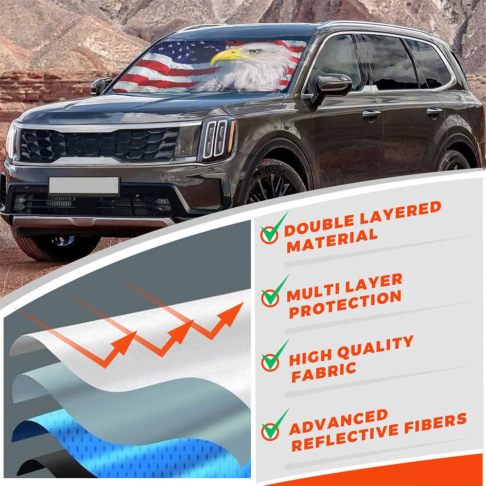 Car Sunshade Windshield American Flag Sunshield UV Protector Sunshade Window Guard Foldable for Car Truck SUV Car Accessories