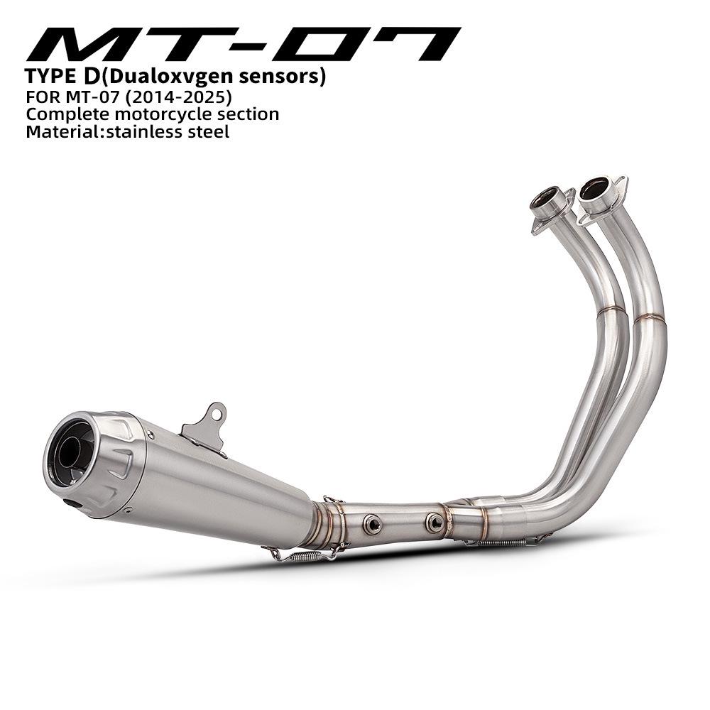 Motorcycle Exhaust System w/ O2 Sensor Port for MT-07/FZ-07/XSR700 (2014-2025)