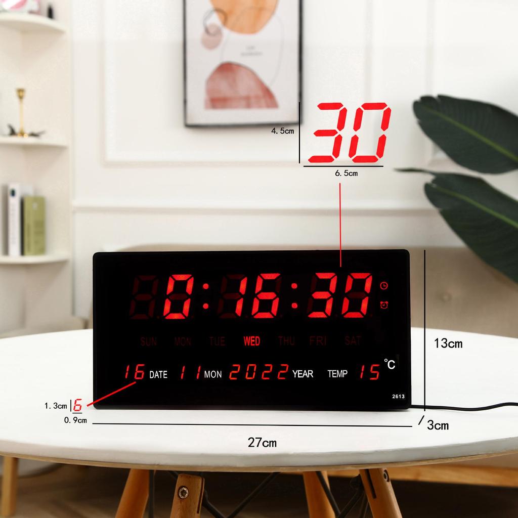 LED Digital Perpetual Calendar Clock with Smart Night Light for Living Room