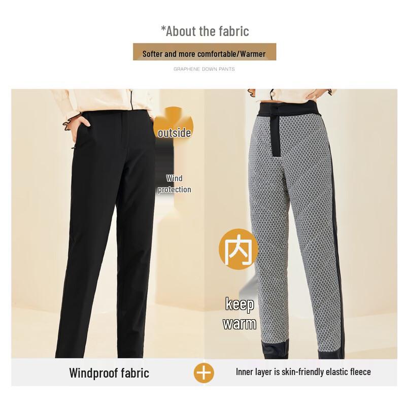 LANGSHA Women's High-Waist White Goose Down Pants