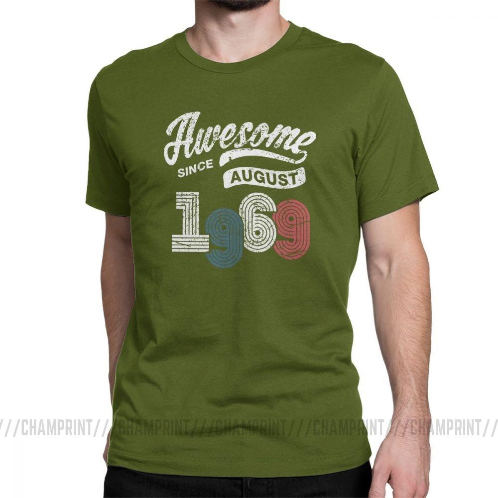 Awesome Since August 1969 T Shirt Vintage 50 Years Old 50Th Birthday Present Men S Cotton