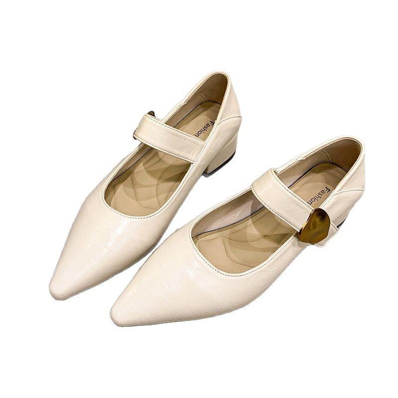 Mary Jane Pointed Small Leather Shoes Women's Soft-soled Single Shoes Spring Loafers Shoes Retro Brown New 2025 French