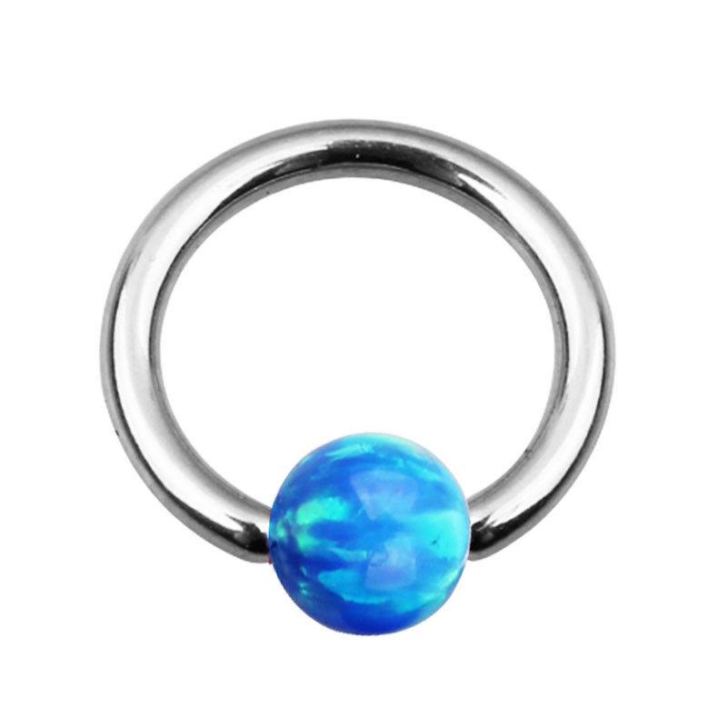 

Кольцо из опаловой бусины 316L, обруч для носа, губа, губа, серьга для пирсинга сосков синий