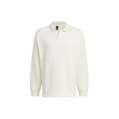 Heavy French Terry Polo Shirt Solid Logo Loose Long Sleeve Polo Unisex Polo Shirts Off-White IT3973