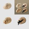 Women's Wide Brim Straw Hat With Bow Beach Sun Hat Uv Protection Korean Style