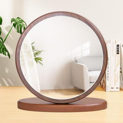 Homirio Drevené stolové kozmetické zrkadlo s priehľadným dreveným stojanom Dizajnové zrkadlo s drevodekorom, Odraz, Zrkadlo, Povrchová úprava, Nastaviteľné o 90 stupňov,