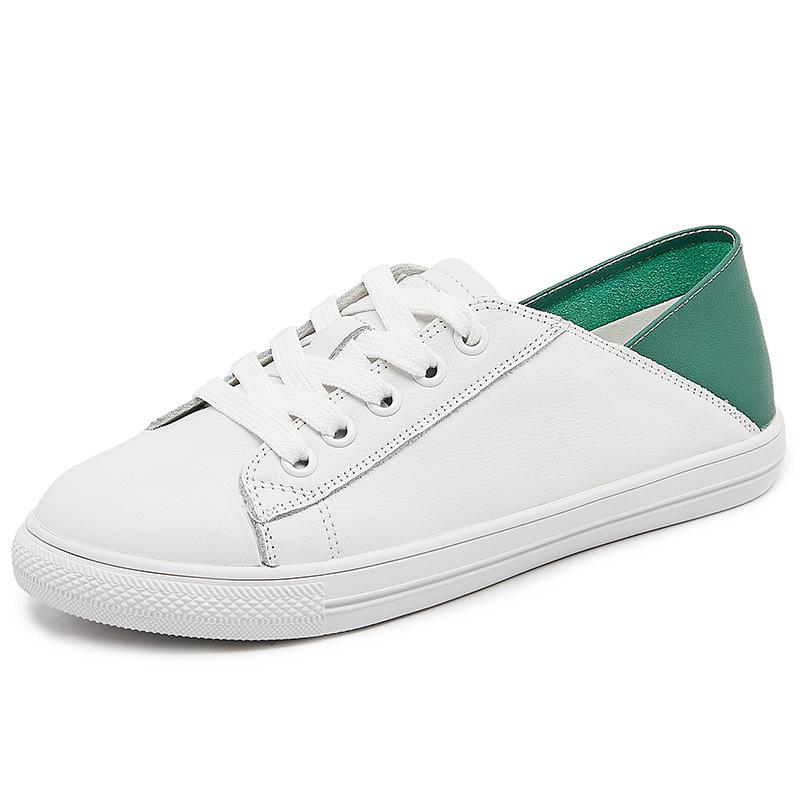 The First Layer of Cowhide Little White Shoes Women's New Versatile Single Shoes, Pregnant Women's White Shoes, Genuine Leather Autumn Board Shoes