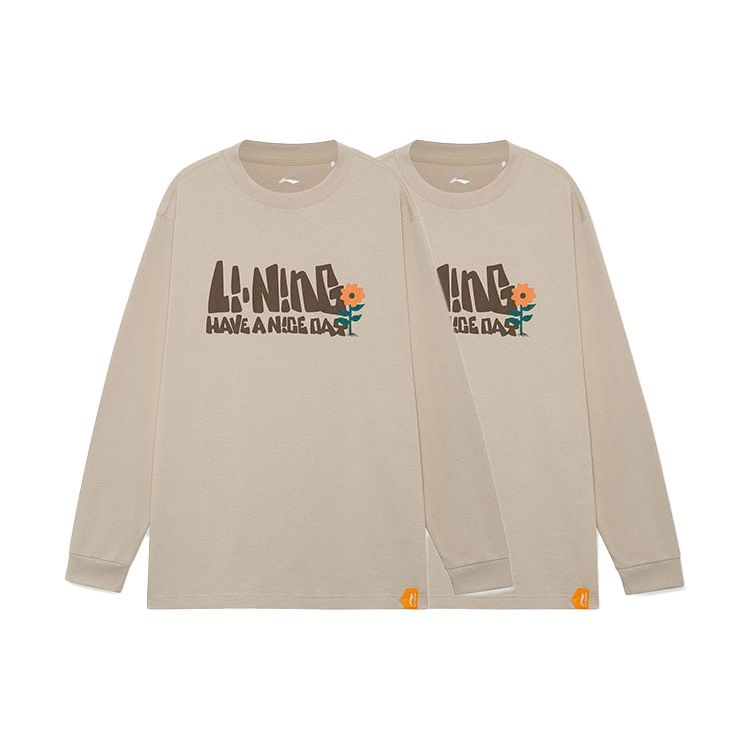 Li-Ning Urban Outdoor Series Logo Print Loose Fit T-Shirt Unisex Tops Coastal-Gray AHSR985-2