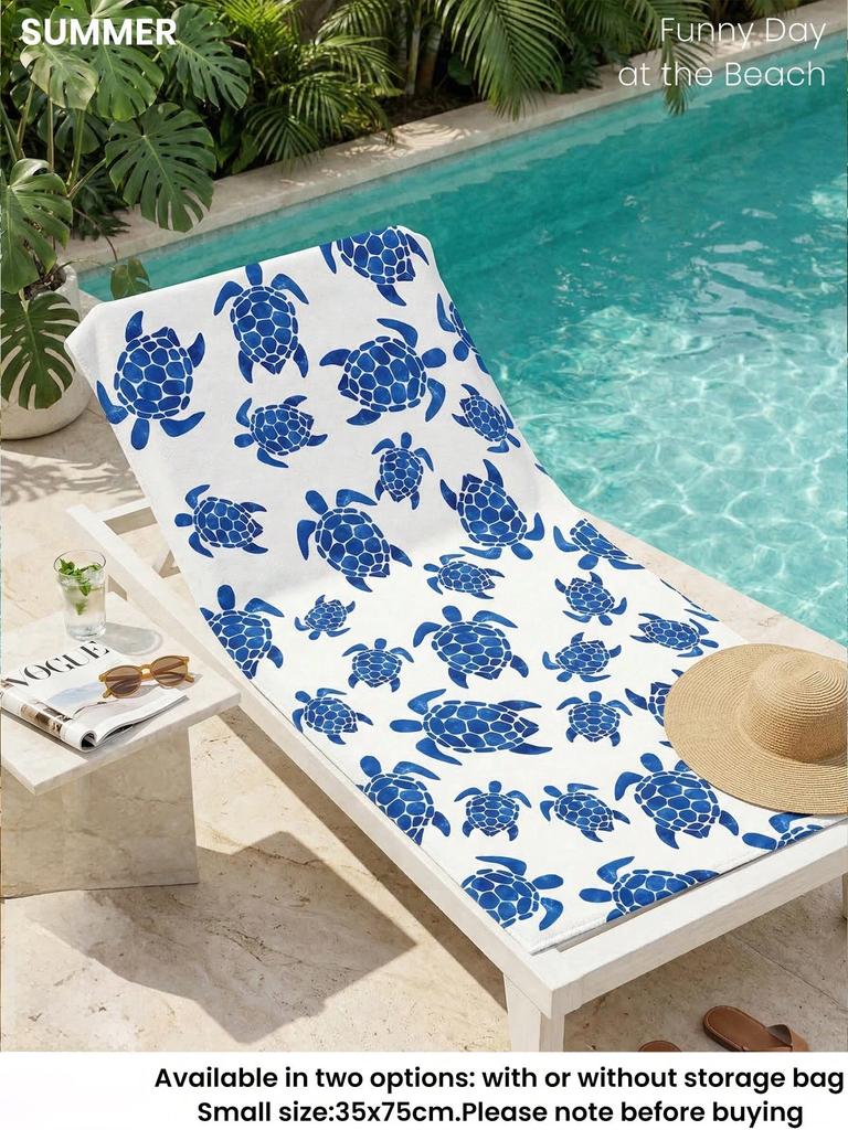 1PC Blue Sea Turtle Print Quick Dry Lightweight Breathable Comfortable Beach Towel for Summer Pool and Outdoor Activities