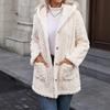 Autumn and Winter Plush Hooded Solid Color Cardigan Button Long-sleeved Casual Jacket