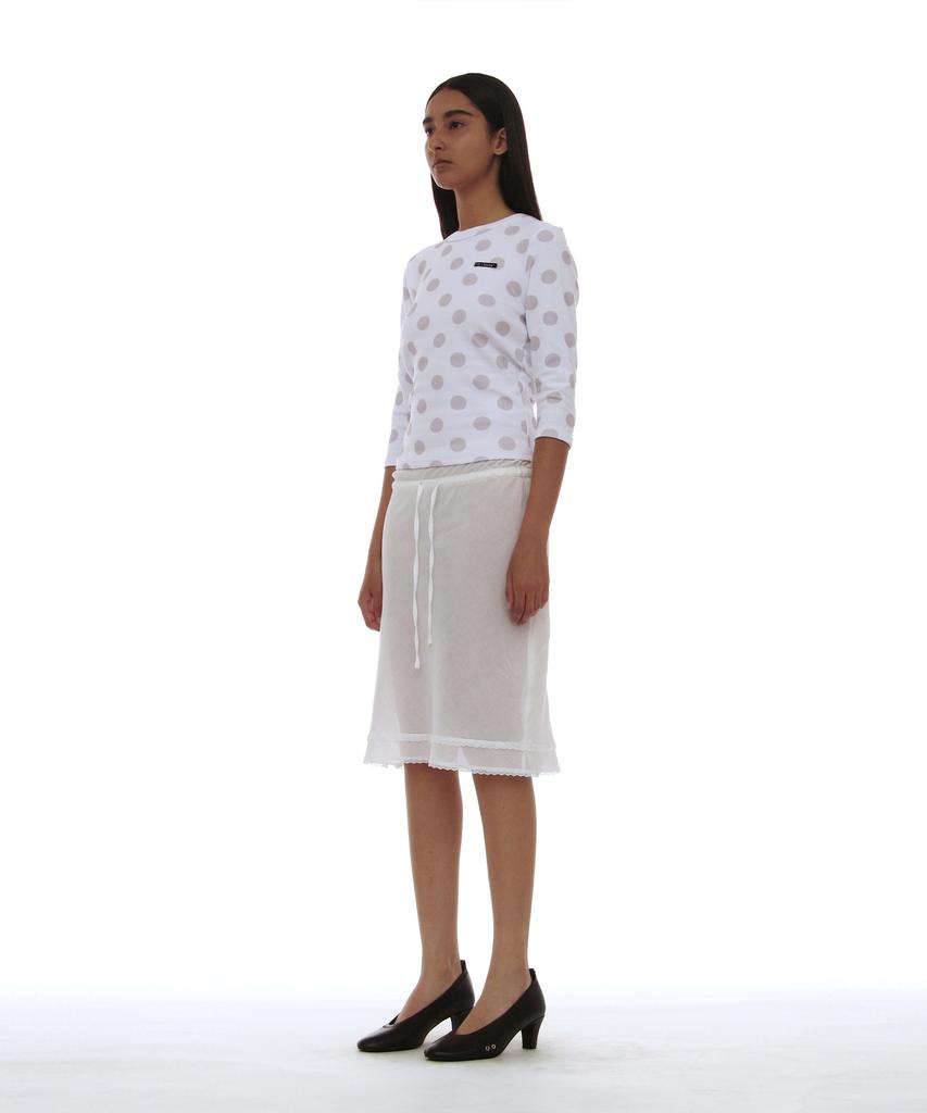 Partimento Woman Pwc Lace Trim Overlay Midi Skirt_White