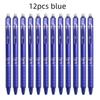 12pcs Press Type Erasable Gel Pens 0.5mm Black/Blue Ink Bullet Washable Handle Magic Refills Rod Super Capacity Ink Writing