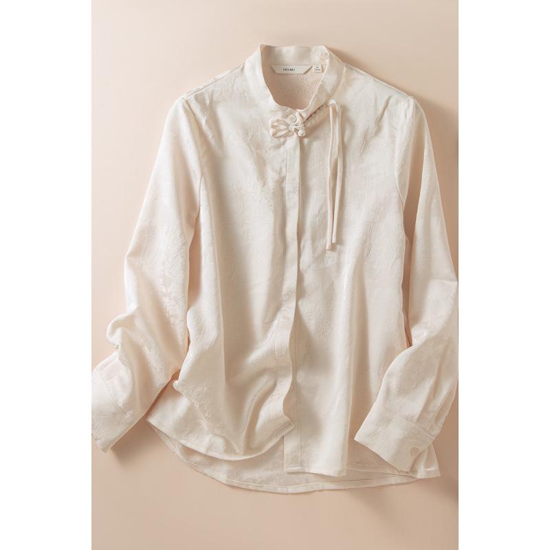 

Women s High-End Slim Fit Long Sleeve Shirt - New Chinese Style for Early Autumn & Spring 2026 Double Extra Large абрикосовий