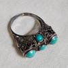 Used Silver Filigree Turquoise Vintage Ring SILVER Filigree