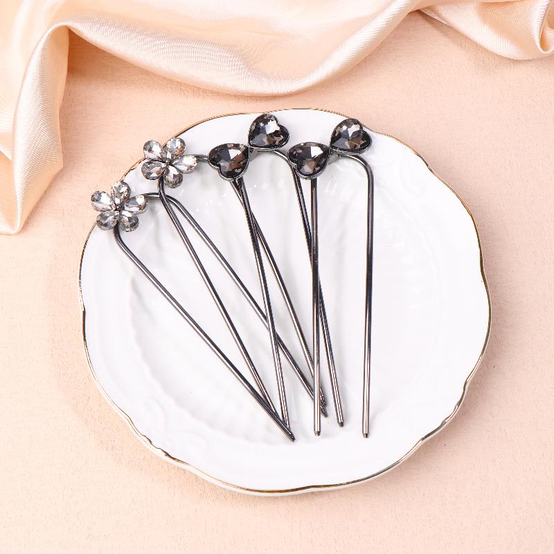 2Pcs Vintage Ancient Style Flower U-Shaped Hairpin Temperament Bow Hair Sticks Fairy Retro Hair Accessories Girl Gifts